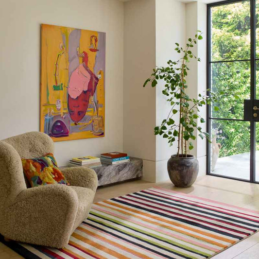 Calla Striped Rugs 143403 Pomegranate Clementine by Harlequin