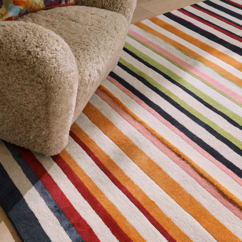 Calla Striped Rugs 143403 Pomegranate Clementine by Harlequin
