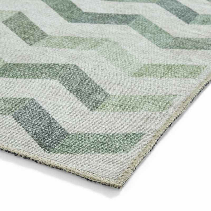 Coral H1059 Modern Washable Chevron Rugs in Green