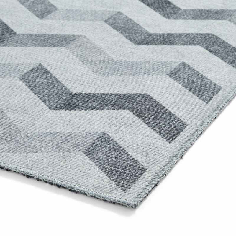 Coral H1059 Modern Washable Chevron Rugs in Grey
