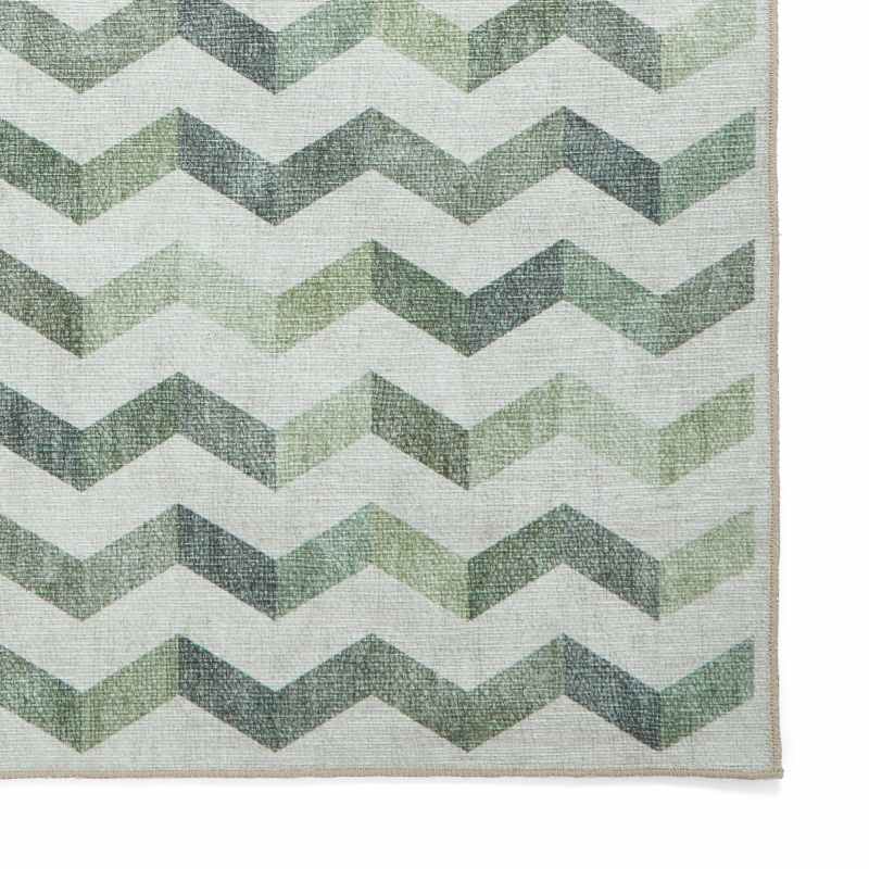 Coral H1059 Modern Washable Chevron Runner Rugs in Green