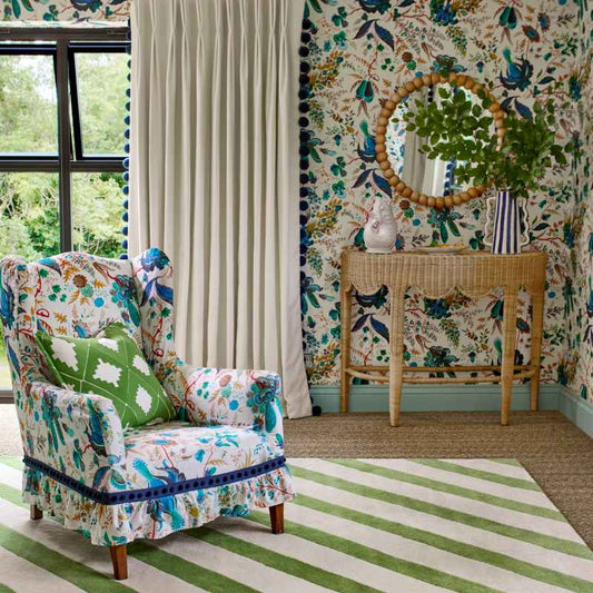 Paper Straw Contemporary Striped Wool Rugs 144317 Peridot by Harlequin x Sophie Robinson