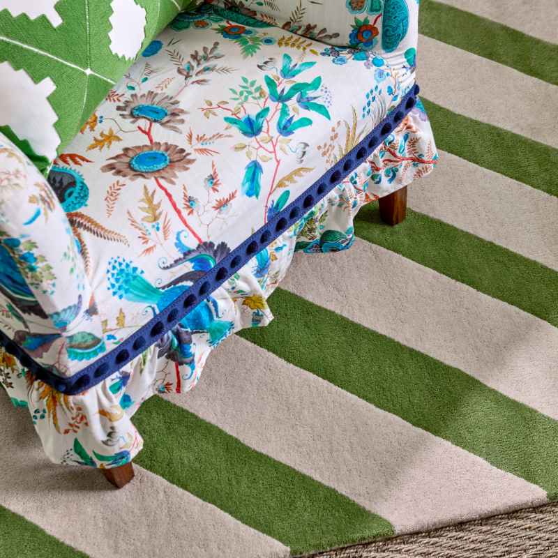 Paper Straw Contemporary Striped Wool Rugs 144317 Peridot by Harlequin x Sophie Robinson