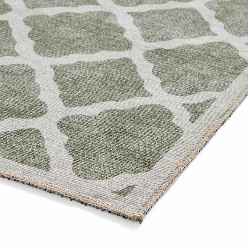 Coral H1063 Modern Washable Trellis Rugs in Green