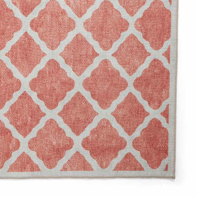 Coral H1063 Modern Washable Trellis Rugs in Orange