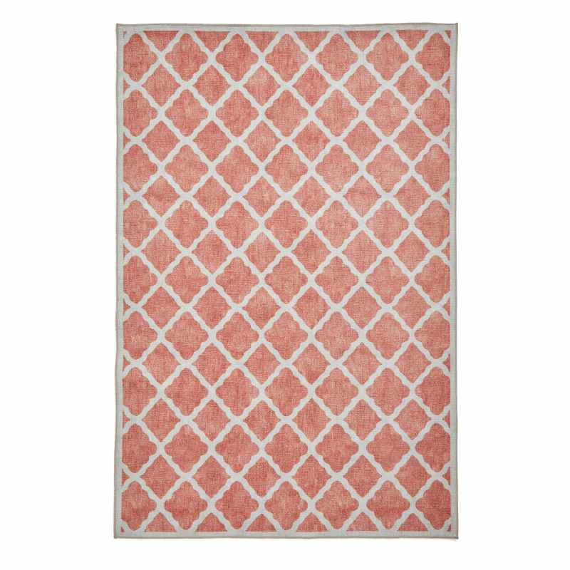 Coral H1063 Modern Washable Trellis Rugs in Orange