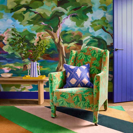 Sherbet Stripe Modern Wool Rugs 144417 Emerald Amber by Harlequin x Sophie Robinson