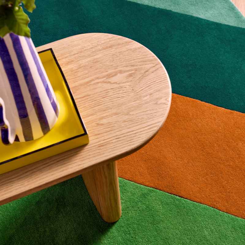 Sherbet Stripe Modern Wool Rugs 144417 Emerald Amber by Harlequin x Sophie Robinson