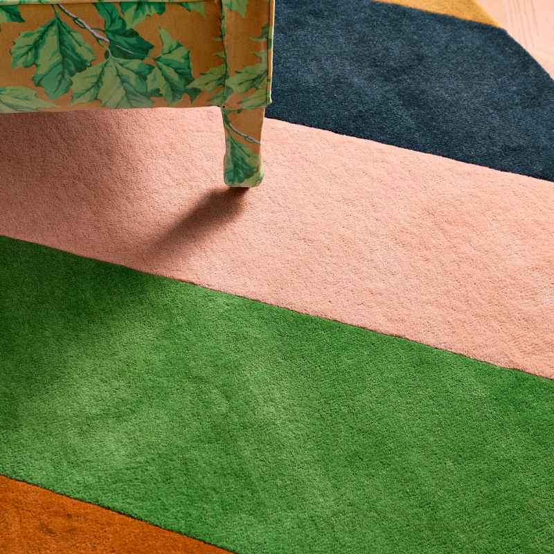 Sherbet Stripe Modern Wool Rugs 144417 Emerald Amber by Harlequin x Sophie Robinson