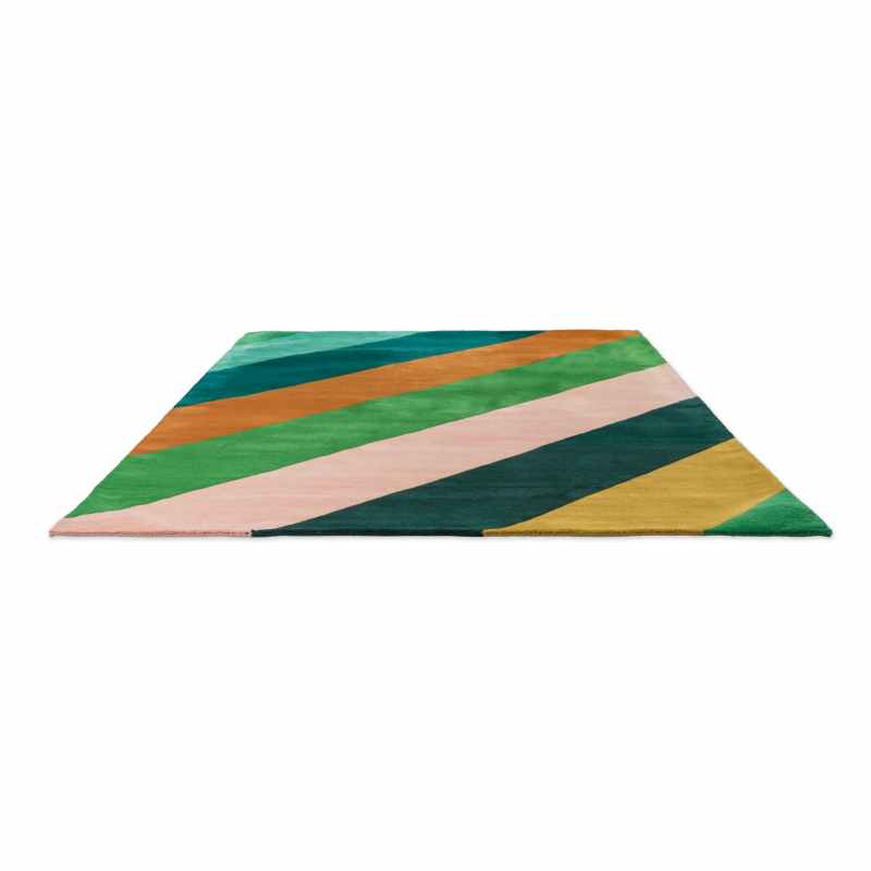 Sherbet Stripe Modern Wool Rugs 144417 Emerald Amber by Harlequin x Sophie Robinson