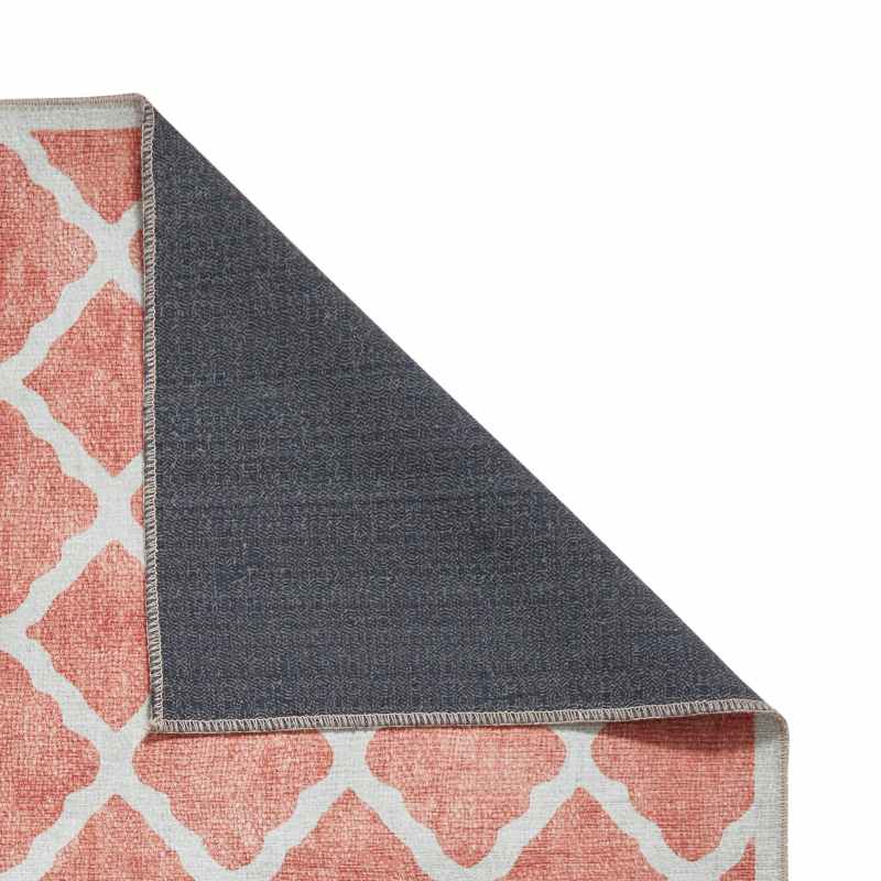 Coral H1063 Modern Washable Trellis Runner Rugs in Orange