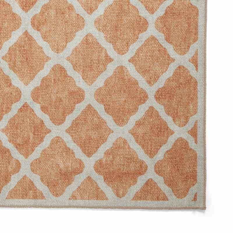 Coral H1063 Modern Washable Trellis Runner Rugs in Yellow