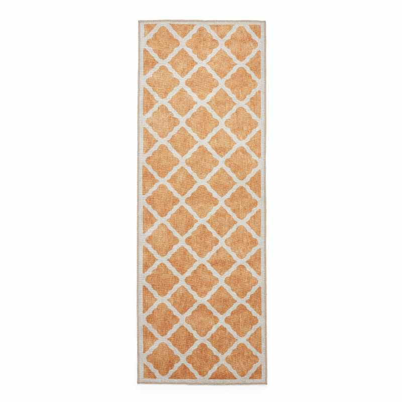 Coral H1063 Modern Washable Trellis Runner Rugs in Yellow