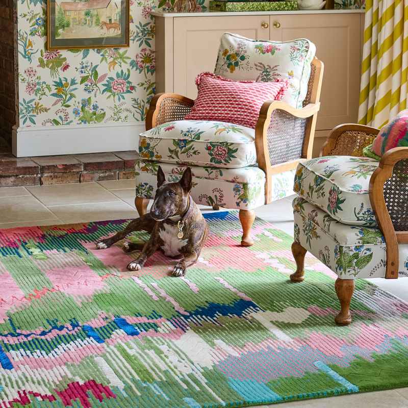 Wilderness Abstract Wool Rugs 144507 Peridot Emerald by Harlequin x Sophie Robinson
