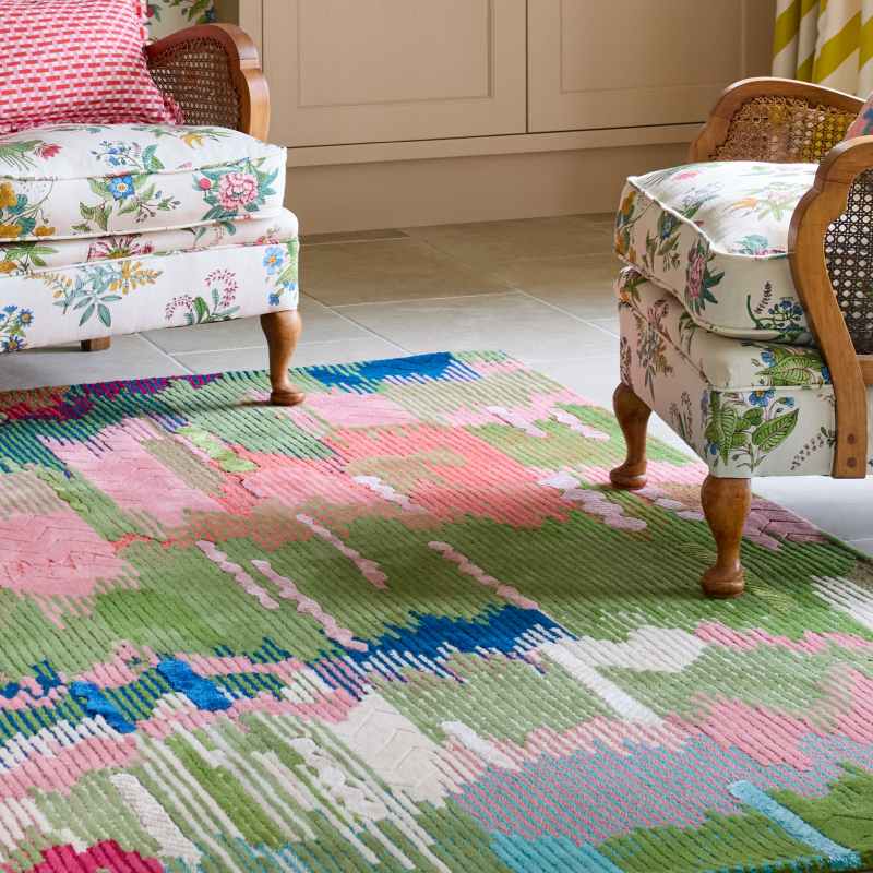 Wilderness Abstract Wool Rugs 144507 Peridot Emerald by Harlequin x Sophie Robinson