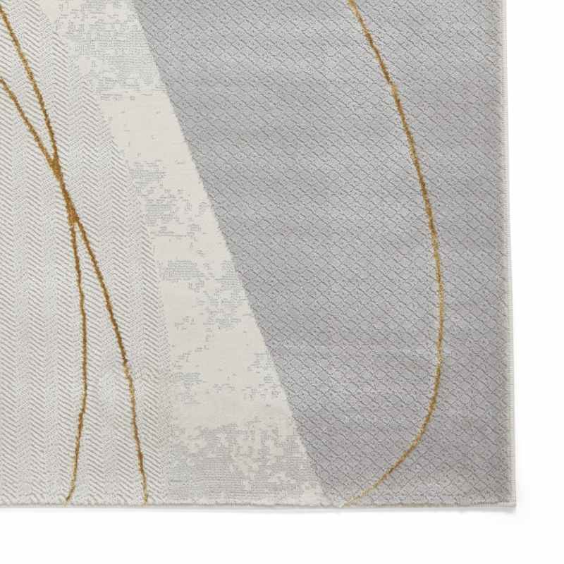 Apollo E9974 Modern Metallic Abstract Rugs in Grey Gold