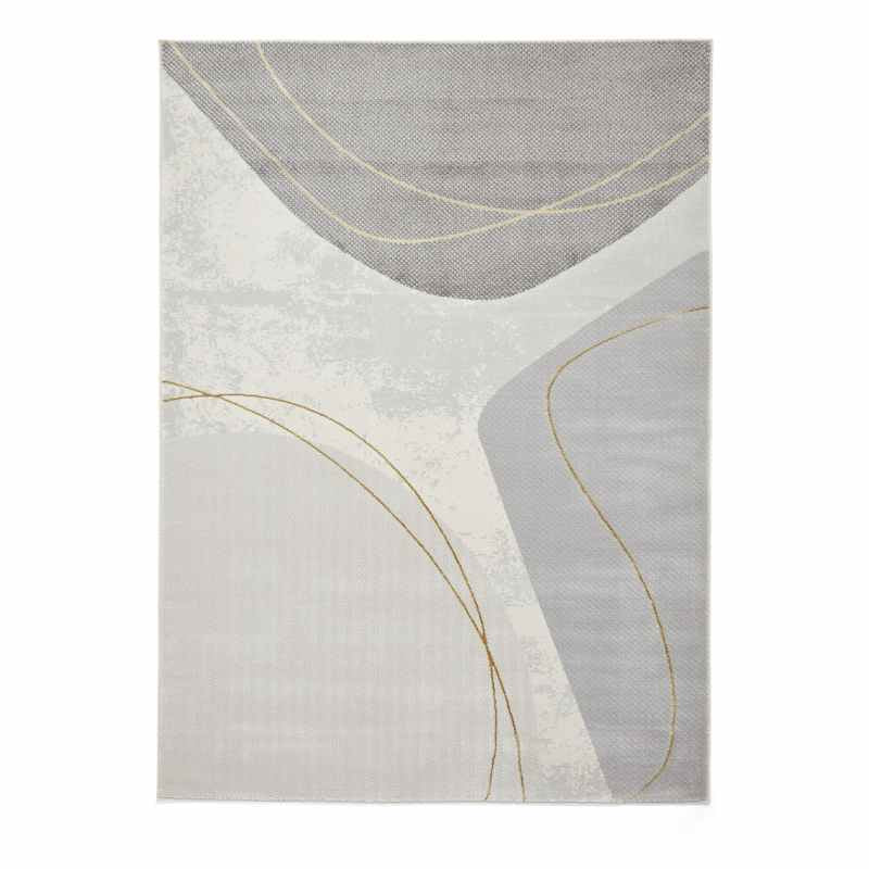 Apollo E9974 Modern Metallic Abstract Rugs in Grey Gold