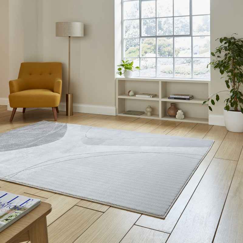 Apollo E9974 Modern Metallic Abstract Rugs in Grey Silver