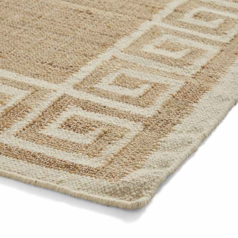 Spartan 29578 Jute Geometric Border Rugs in Natural Ivory