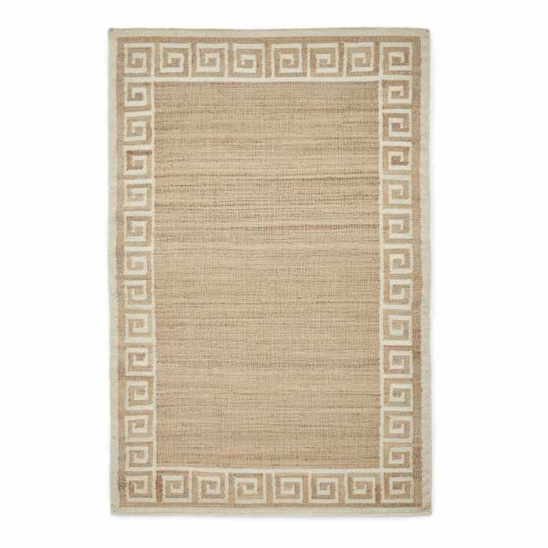 Spartan 29578 Jute Geometric Border Rugs in Natural Ivory