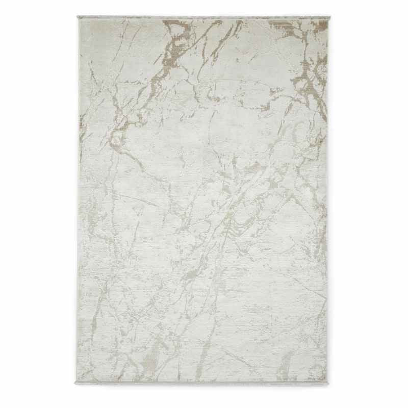 Mirage MR15 Modern Abstract Marble Metallic Rugs in Cream White
