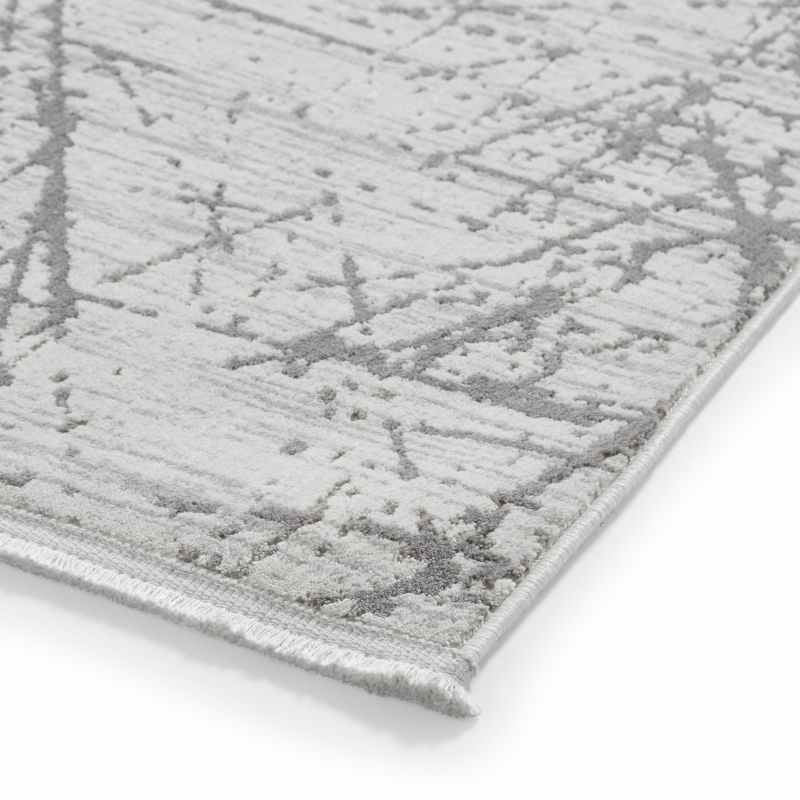 Mirage MR80 Modern Abstract Textured Metallic Rugs in Grey