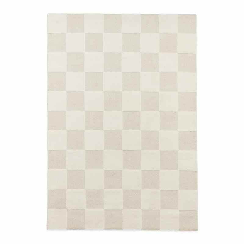 Elio 69924 Textured Geometric Modern Rugs in Cream White