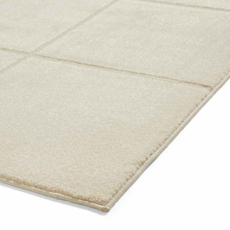 Elio 70100 Textured Geometric Modern Rugs in Cream White