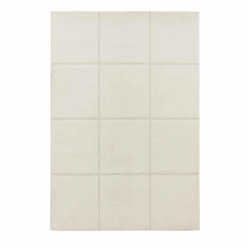 Elio 70100 Textured Geometric Modern Rugs in Cream White