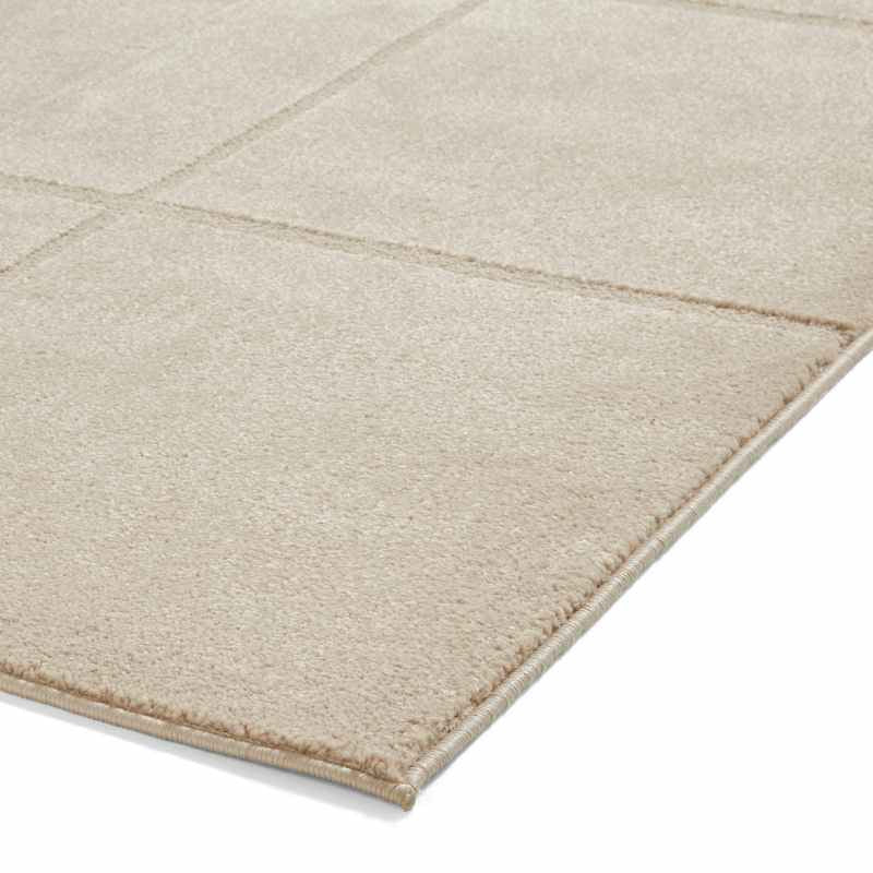 Elio 70100 Textured Geometric Modern Rugs in Mink Brown