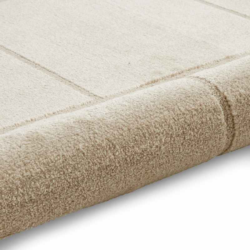 Elio 70100 Textured Geometric Modern Rugs in Mink Brown