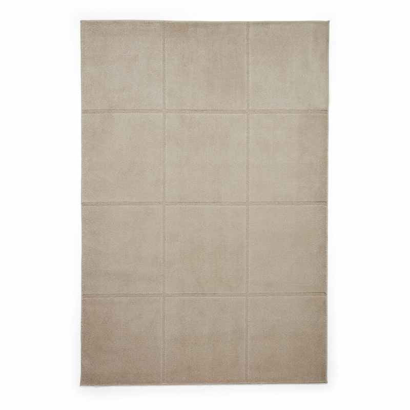 Elio 70100 Textured Geometric Modern Rugs in Mink Brown