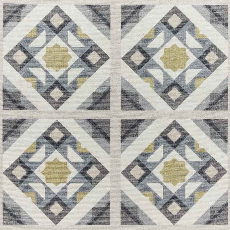 Victoria H1187 Modern Geometric Washable Runner Rugs in Grey Yellow