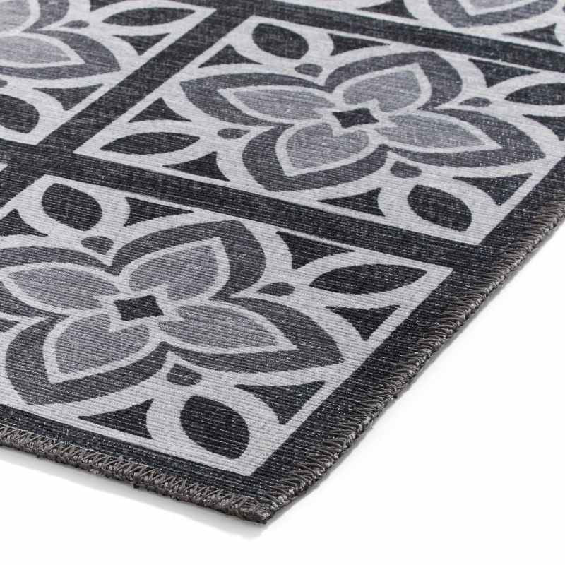 Victoria H1191 Modern Geometric Washable Runner Rugs in Grey