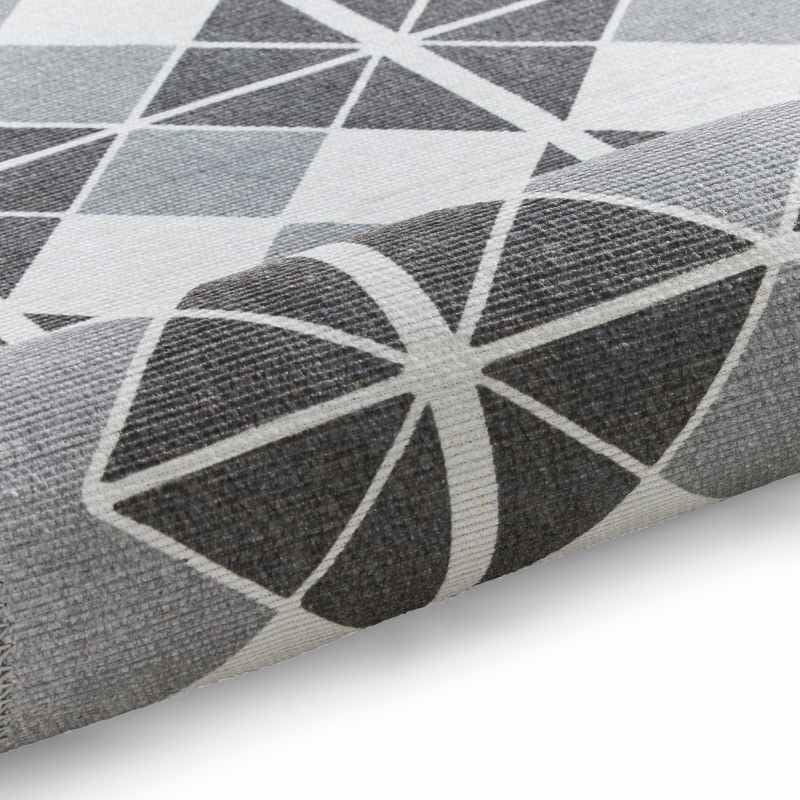 Victoria H1184 Modern Geometric Washable Rugs in Grey Dark Grey