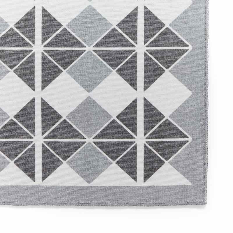 Victoria H1184 Modern Geometric Washable Rugs in Grey Dark Grey