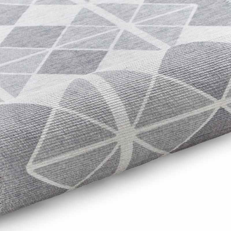Victoria H1184 Modern Geometric Washable Rugs in Grey Light Grey