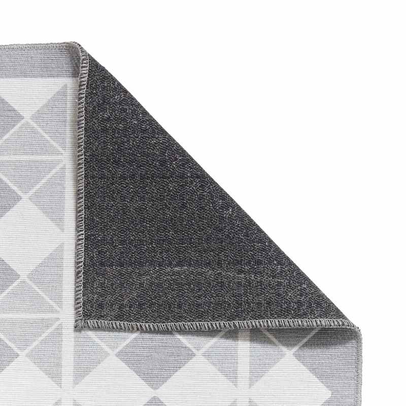 Victoria H1184 Modern Geometric Washable Rugs in Grey Light Grey