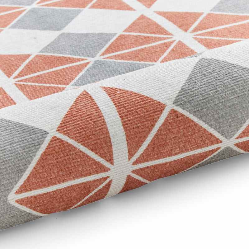 Victoria H1184 Modern Geometric Washable Rugs in Grey Orange
