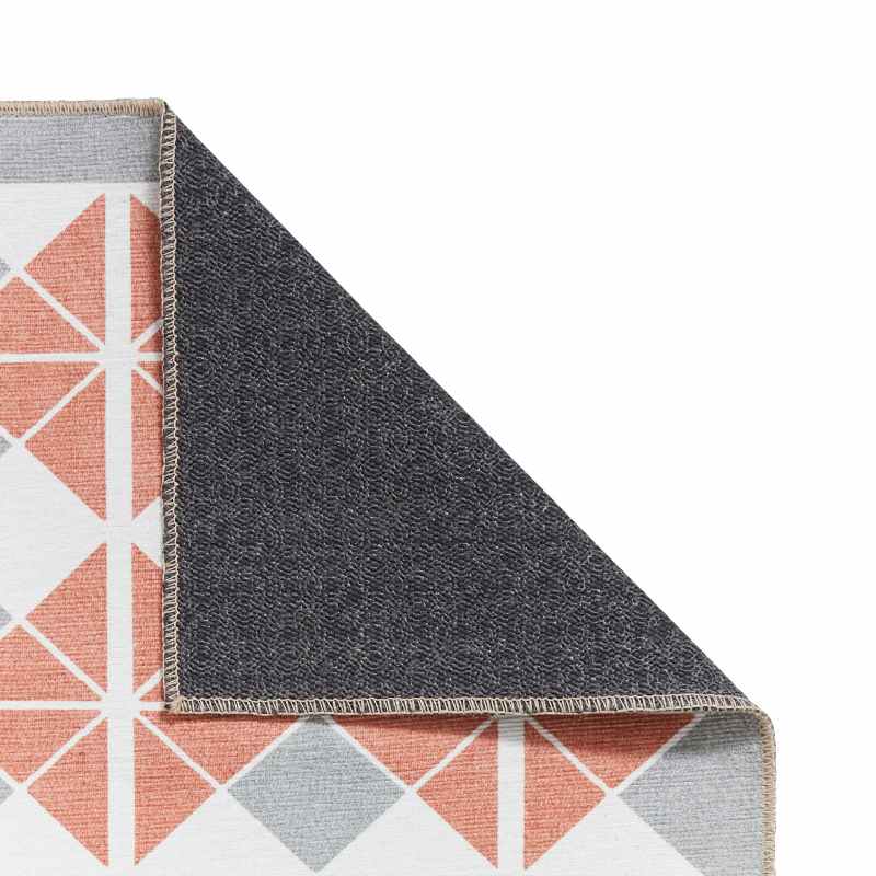 Victoria H1184 Modern Geometric Washable Rugs in Grey Orange