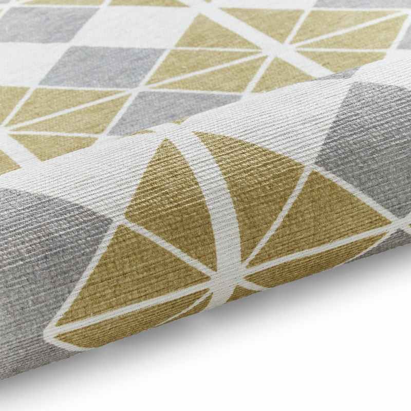 Victoria H1184 Modern Geometric Washable Rugs in Grey Yellow