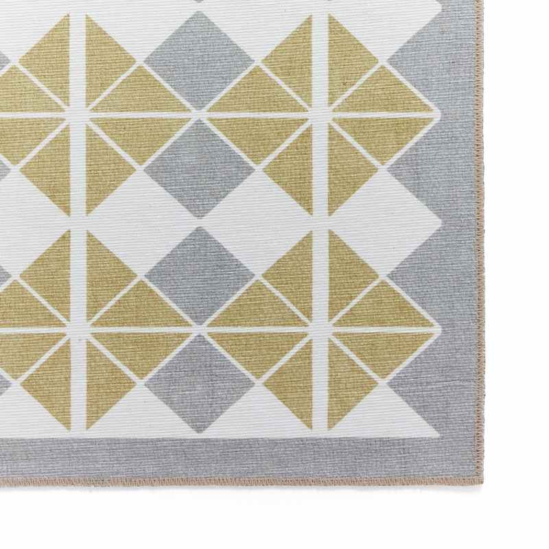 Victoria H1184 Modern Geometric Washable Rugs in Grey Yellow