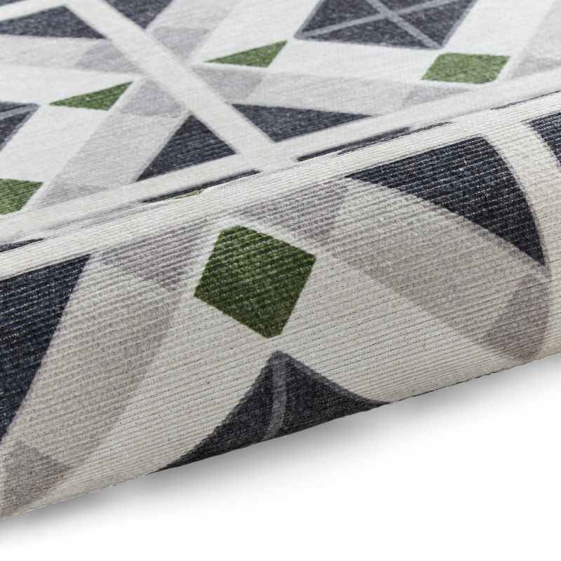 Victoria H1190 Modern Geometric Washable Rugs in Grey Green