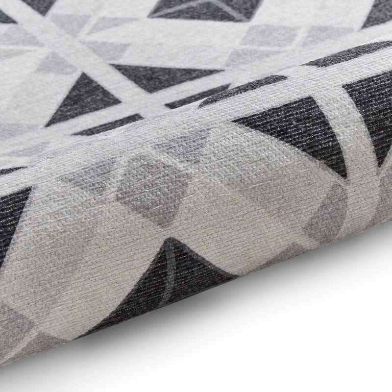 Victoria H1190 Modern Geometric Washable Rugs in Grey Light Grey