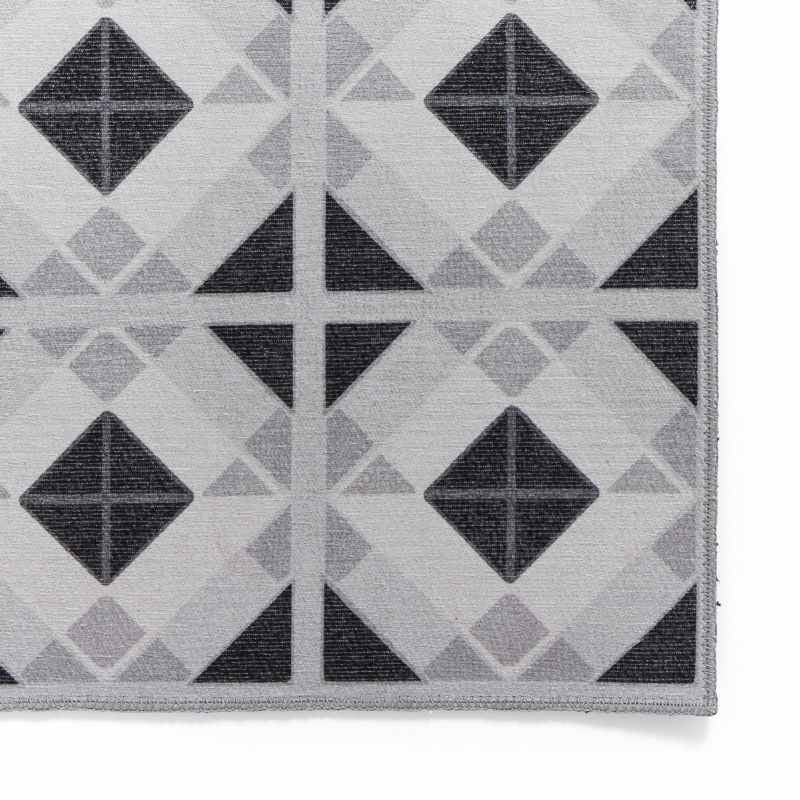 Victoria H1190 Modern Geometric Washable Rugs in Grey Light Grey