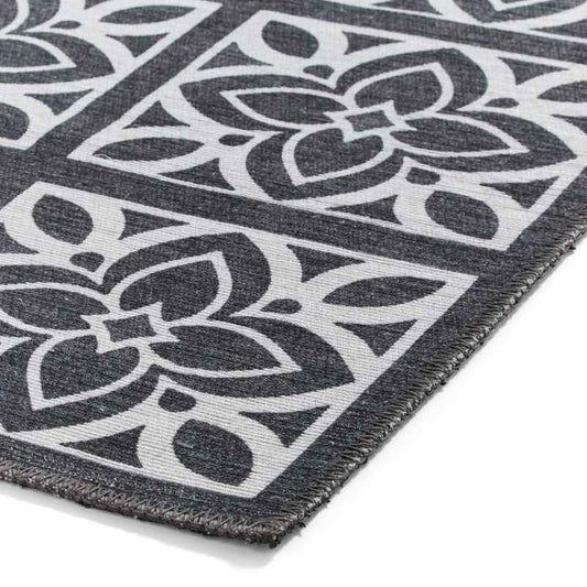 Victoria H1191 Modern Geometric Washable Rugs in Dark Grey