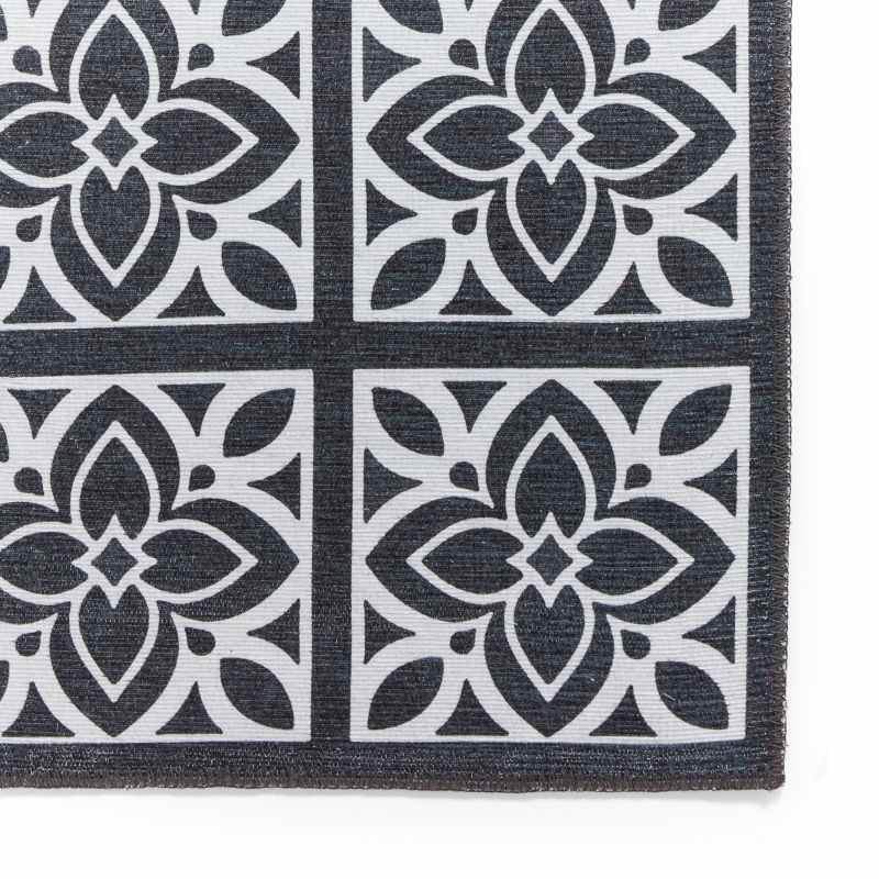 Victoria H1191 Modern Geometric Washable Rugs in Dark Grey