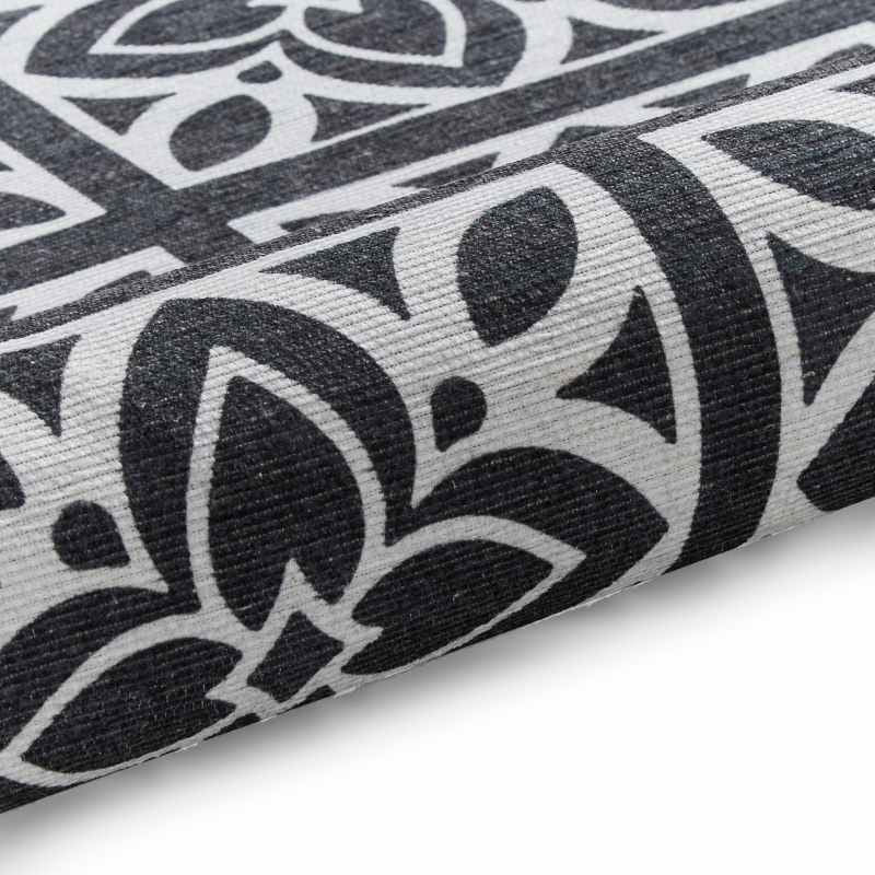 Victoria H1191 Modern Geometric Washable Rugs in Dark Grey