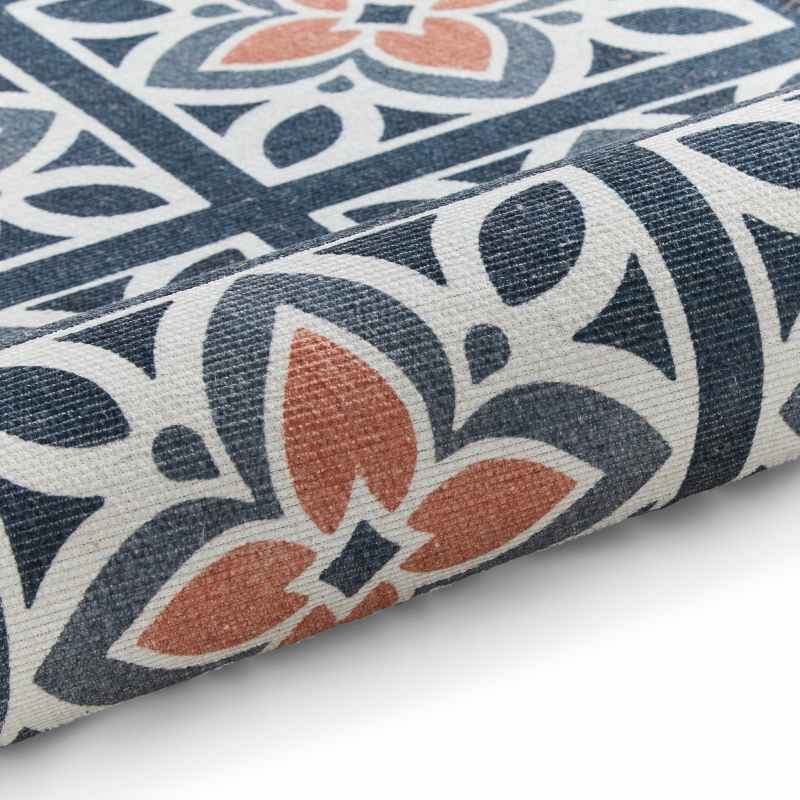 Victoria H1191 Modern Geometric Washable Rugs in Grey Orange
