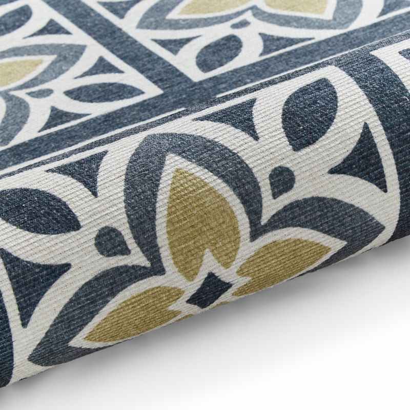 Victoria H1191 Modern Geometric Washable Rugs in Grey Yellow